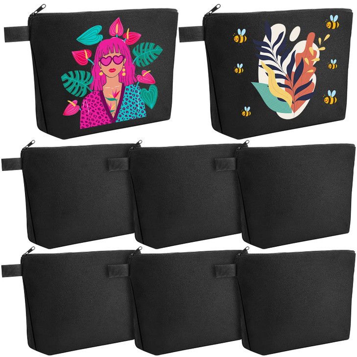 Weewooday 8 Pack Canvas Zipper Pouch Bulk Blank DIY Cosmetic Makeup Bags for Travel Toiletry Organized for Women Employe