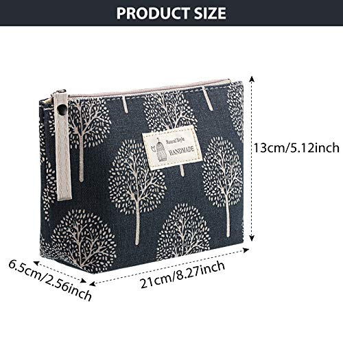 Boao 4 Pieces Canvas Makeup Bags Set Small Cosmetic Pouches for Purse with Zipper Multi Functional Toiletry Travel Case