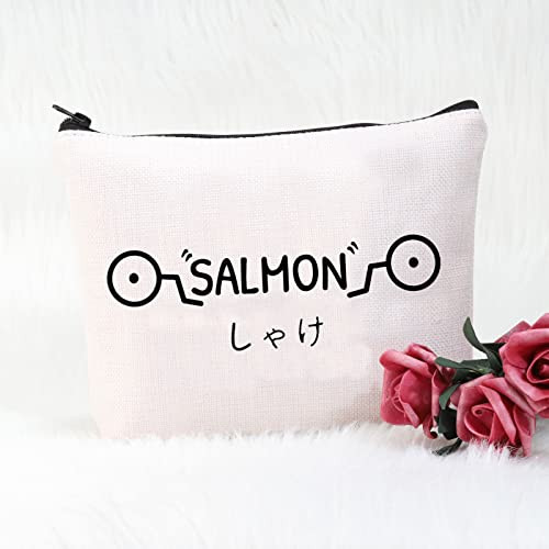 POFULL Inumaki Toge Salmon Gift Anime Gift Cursed Markings TV Show Inspired Makeup bag Salmon bag