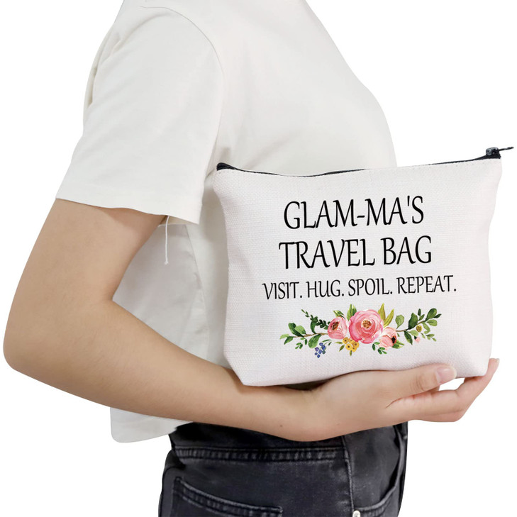 POFULL Glamma Gift Grandma Gift Glamma Birthday Christmas Gift Grandma Travel Bag Makeup Bag Glamma Travel bag
