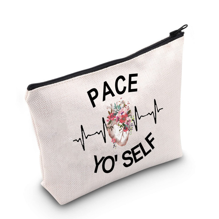 POFULL Cardiology Gift Heart Doctor Gift Pace Yoself Cosmetic Bag Heart Anatomy Cardiology Gift Pace Yoself bag
