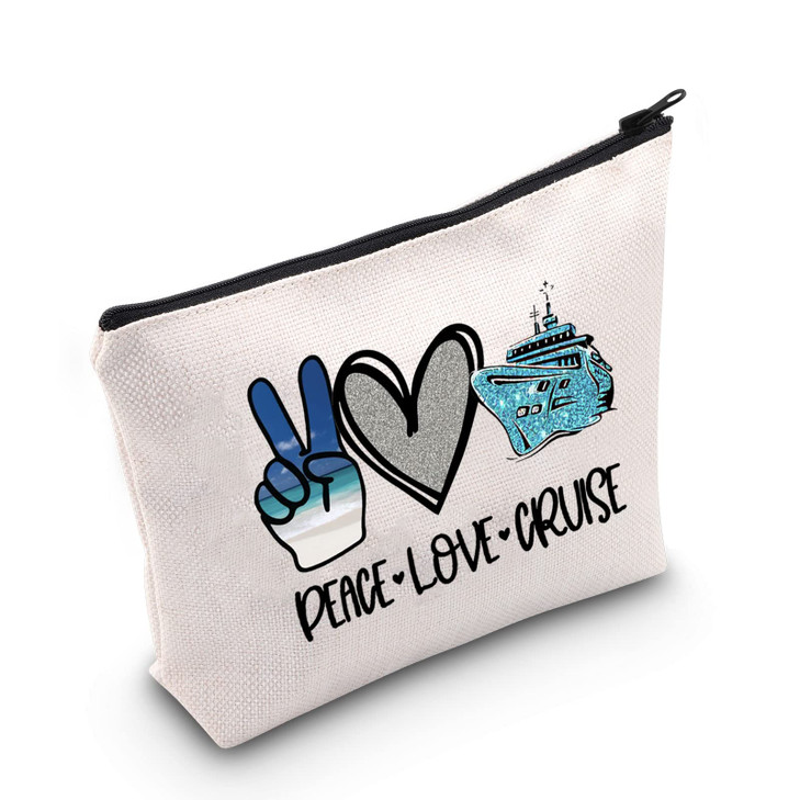 POFULL Cruise Travel Gift Cruise Lover Gift Peace Love Cruise Cosmetic Bag Summer Vacation Gift PEACE LOVE CRUISE bag