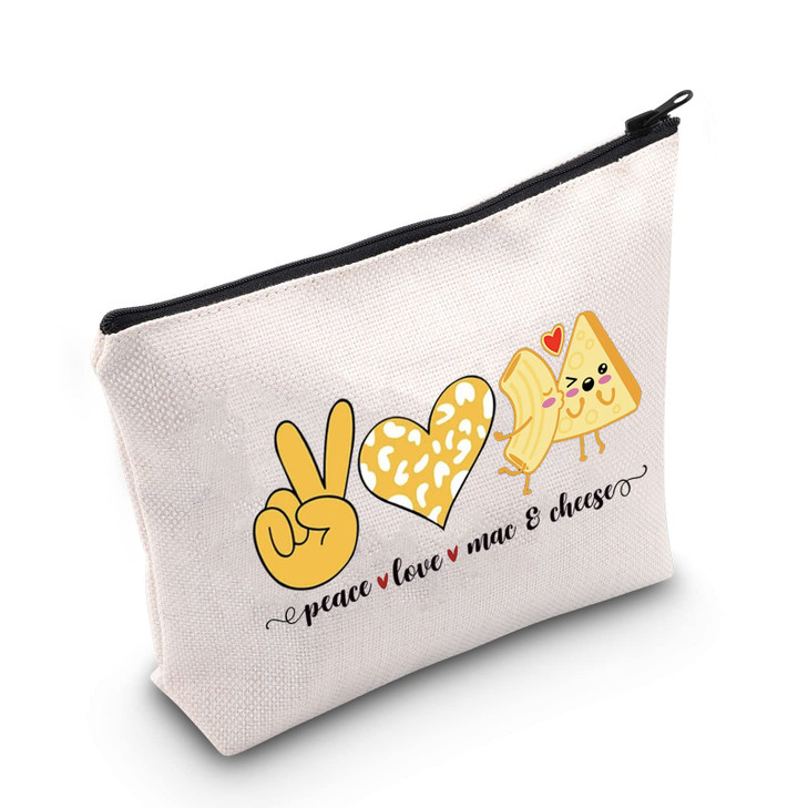 POFULL Funny Mac and Cheese Love Food Gift Peace Love Mac and Cheese Cosmetic Bag Macaroni And Cheese Gift peace love ma