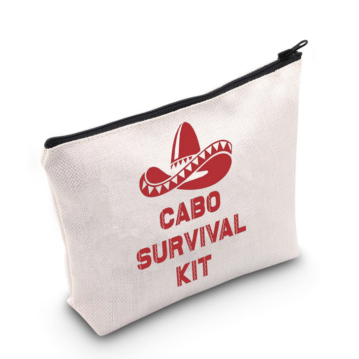 POFULL Cabo Mexico Bachelorette Party Gift Wedding Party Cosmetic Bag Cabo San Lucas Gift Cabo Survival Kit Zipper Makeu