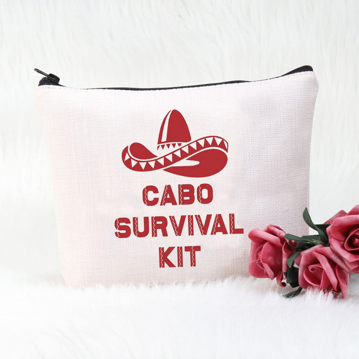 POFULL Cabo Mexico Bachelorette Party Gift Wedding Party Cosmetic Bag Cabo San Lucas Gift Cabo Survival Kit Zipper Makeu