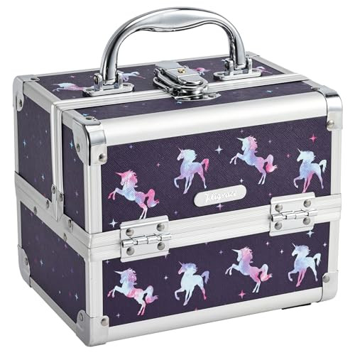 Joligrace Makeup Case for Girls Cosmetic Train Case Makeup Storage Box Jewelry Organizer Hair Accessories Lockable with