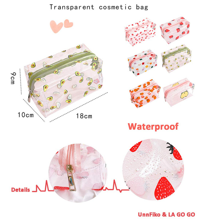 Cute Crystal Clear Cosmetic Bags Travel Toiletry Clear Makeup Bags Portable Makeup Brushes Kit Storage Bag Waterproof Ca