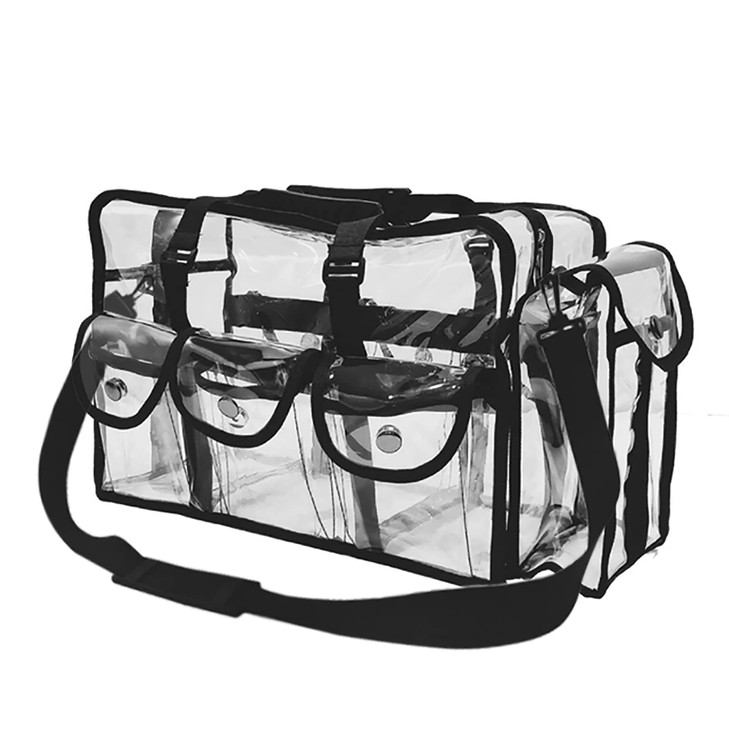 Enkrio Clear Cosmetics Bag Transparent Travel Makeup Bag with 4 External Pockets and Shoulder Strap Zippered Toiletry Ca