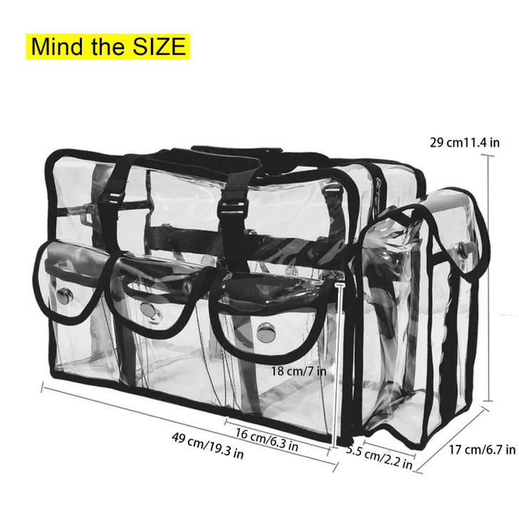 Enkrio Clear Cosmetics Bag Transparent Travel Makeup Bag with 4 External Pockets and Shoulder Strap Zippered Toiletry Ca