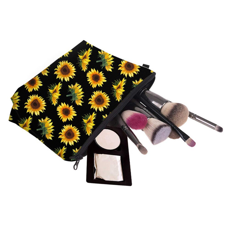 Deanfun Cosmetic Bag for Women Sunflower Flowers Waterproof Makeup Bags Roomy Toiletry Pouch Travel Accessories Gifts 52