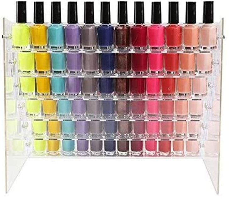 Healthcom 5 Tiers Clear Acrylic Organizer Holder Display Stands Nail Polish Organizer Makeup Table Retail Store Display