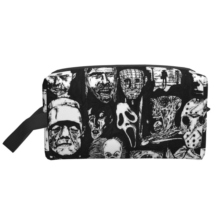 Womens Cosmetic Bags Horror Icons Makeup Pouch Travel Toiletry Storage Bag