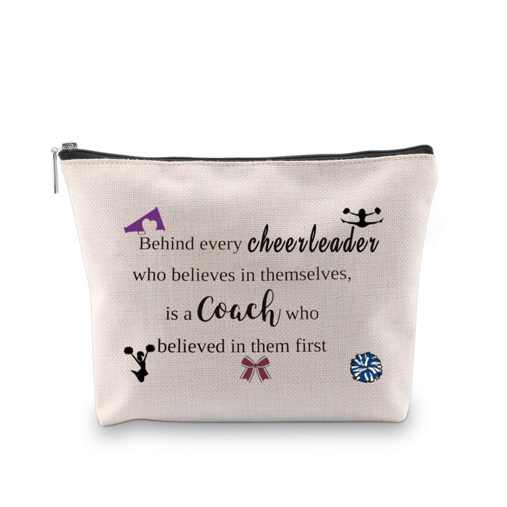 WCGXKO Cheer Coach Gift Cheer Mom Gift Cheerleading Zipper Pouch Cosmetics Bag Cheer Gift Behind every cheerleader
