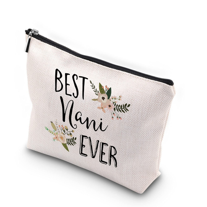 WCGXKO Best Nani Ever Grandma Gift Nani Gift Zipper Makeup Bags Travel Waterproof Toiletry Bag Accessories BEST Nani