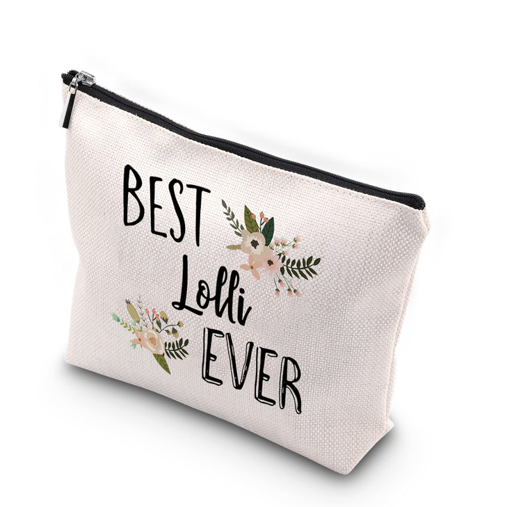 WCGXKO Best Lolli Ever Grandma Gift Lolli Gift Zipper Makeup Bags Travel Waterproof Toiletry Bag Accessories BEST Lolli