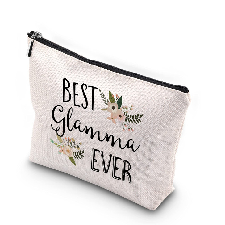 WCGXKO Best Glamma Ever Grandma Gift Glamma Gift Zipper Makeup Bags Travel Waterproof Toiletry Bag Accessories BEST Glam