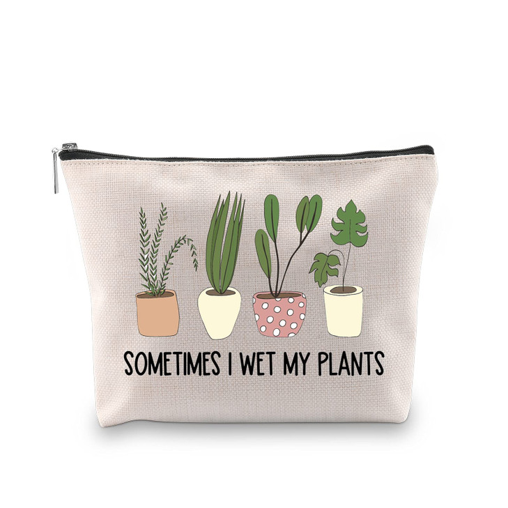 WCGXKO Plant Lover Gift Sometimes I Wet My Plants Funny Gardening Gift Zipper Pouch Cosmetics Bag for Plant Mom WET MY P