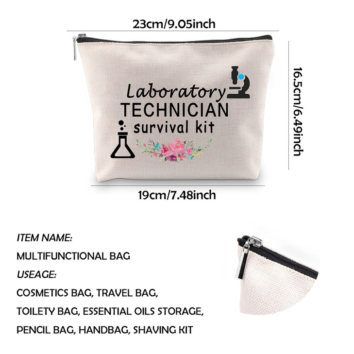 WCGXKO Laboratory Technician Survival Kit Lab Tech Laboratory Science Zipper Pouch Makeup Bag Gift Laboratory Technician