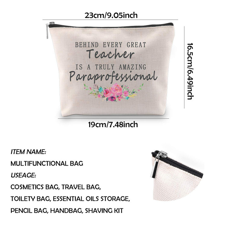 WCGXKO Paraeducator Gift Para Teacher Gift Paraprofessional Zipper Pouch Cosmetics Bag Appreciation Gift for Para AMAZIN