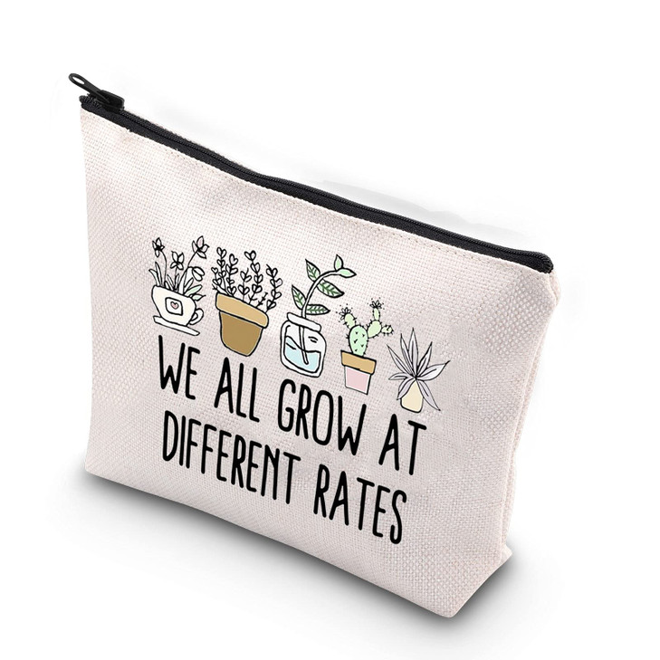 WCGXKO Special Education Teacher Gift We All Grow At Different Rates Zipper Pouch Makeup Bag Different Rates