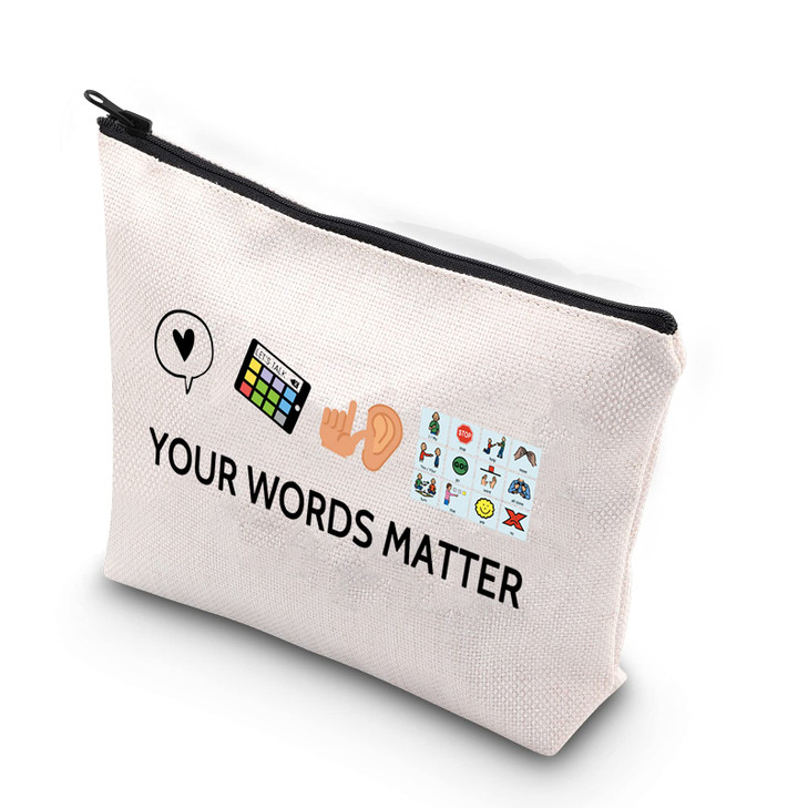 WCGXKO Speech Therapist Gift Your Words Matter Speech Therapy Student Graduation Zipper Pouch Makeup Bag Your Words Matt