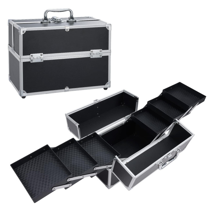 Hododou Makuep Train Case Extra Large 6 Trays Makeup Box Travel Case Professional Cosmetic Storage for Makeup Artist Nai