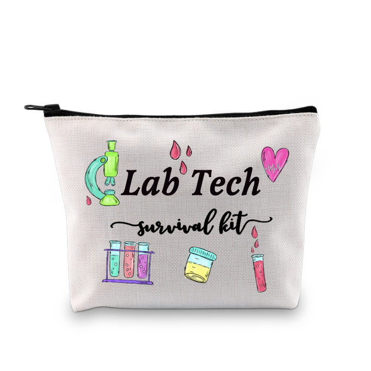 GJTIM Lab Tech Survival Kit Funny Lab Week Lab Tech Gift Laboratory Technician Zipper Pouch Makeup Bag Survival Lab Tech