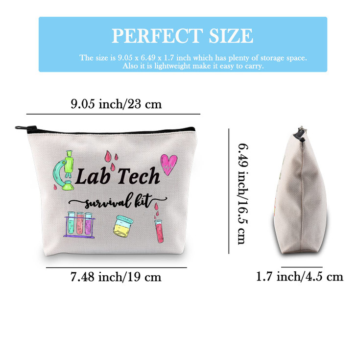GJTIM Lab Tech Survival Kit Funny Lab Week Lab Tech Gift Laboratory Technician Zipper Pouch Makeup Bag Survival Lab Tech