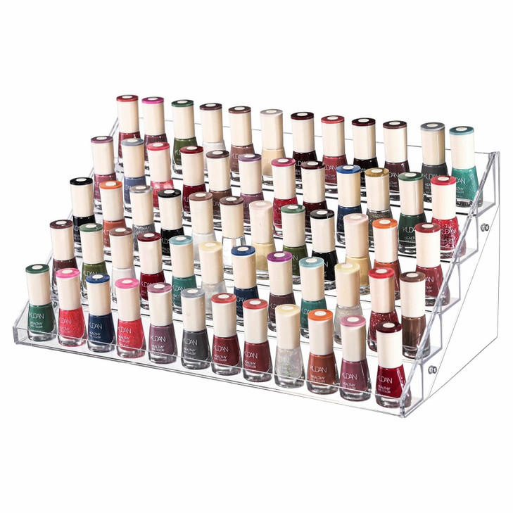 Cq acrylic Nail Polish Holder Organizer Clear Acrylic Nail Polish Tray Fingernail Polish Display case 5 layers 72 Bottle