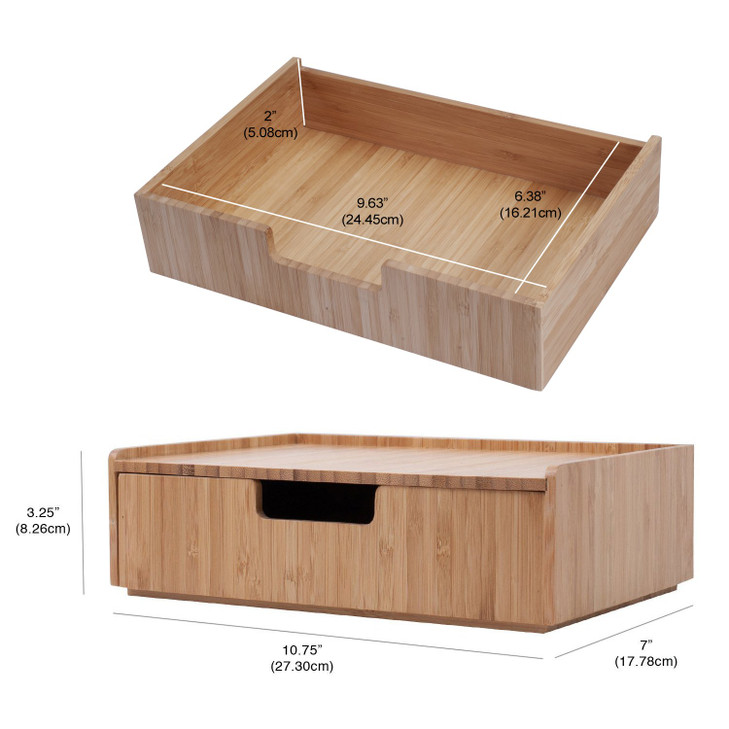 MobileVision Bamboo Makeup Drawer Organizer Cosmetics Storage Box Break Resistant Display Case and Drawer