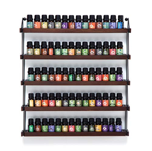 J JACKCUBE DESIGN Essential Oils Display Shelves Wall Mount Black Metal and Wood Nail Polish Paint Holder Rack Organizer