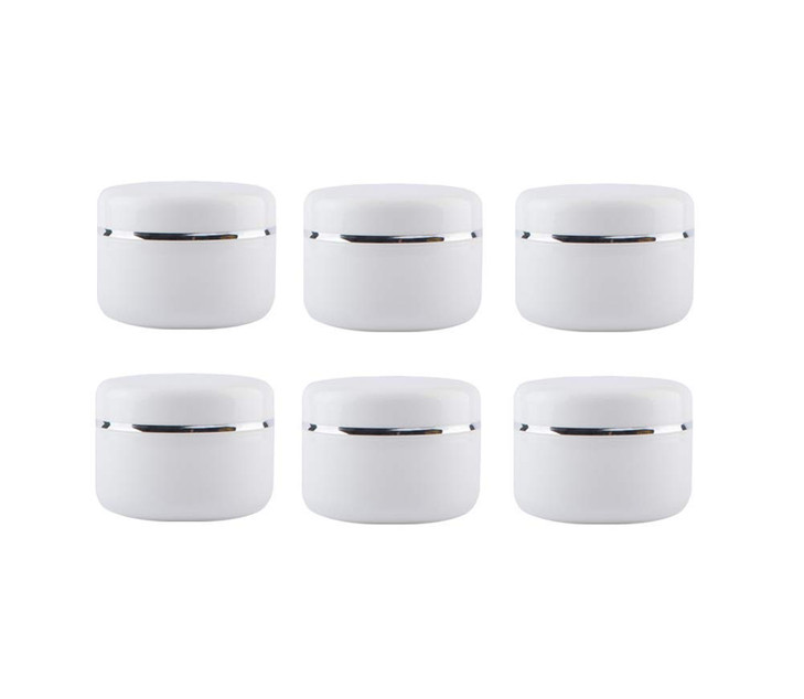 ASTRQLE Empty White Silver Edge Portable Refillable Plastic Cosmetic Makeup Face Cream Jar Sample Container Bottle Pot 1