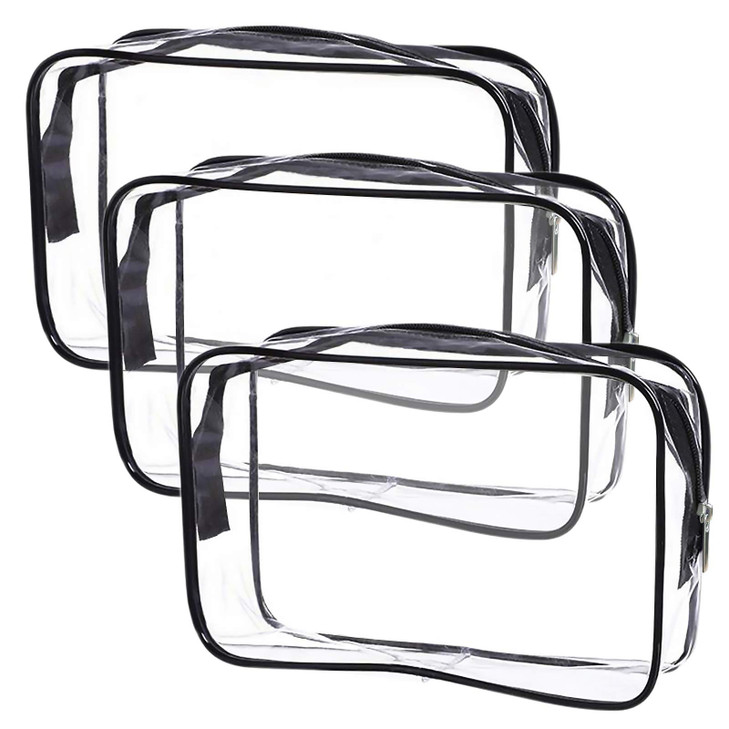 Cosywell Clear Toiletry Bag Quart Size Bag Travel Makeup Cosmetic Bag PVC Toiletries Cosmetic Pouch for Women Men 3PCS S
