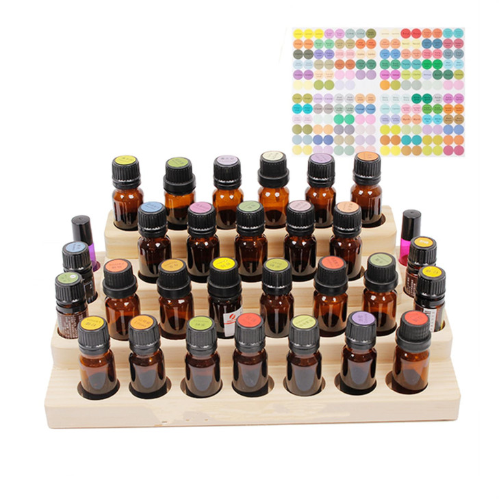 Pure Vie 4 Tier Essential Oil Bottles Wooden Storage Display Stand Travel Display Presentation Holder Cosmetic Aromather