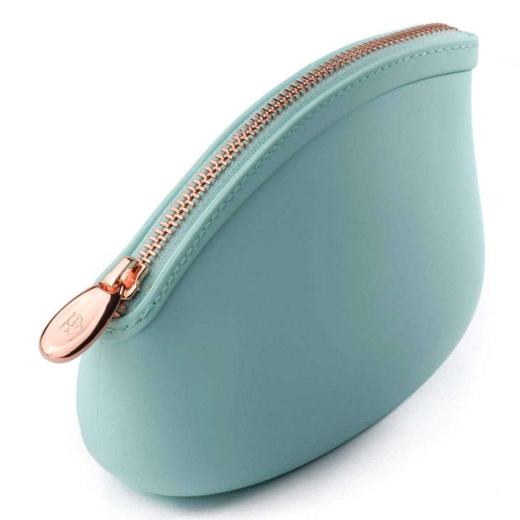 Cosmetic Bag by Pudinbag Small Makeup Bag for Women Cosmetic Makeup Pouch for Purse Silicone Waterproof Vegan Babyblue