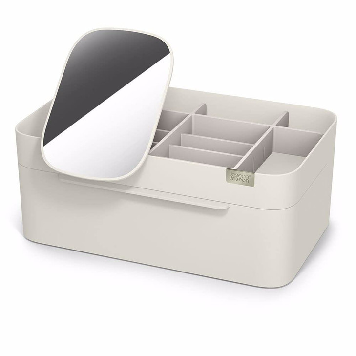 Joseph Joseph 75005 Viva Makeup Cosmetic Storage Organizer with Drawer Large with Mirror Shell Cream