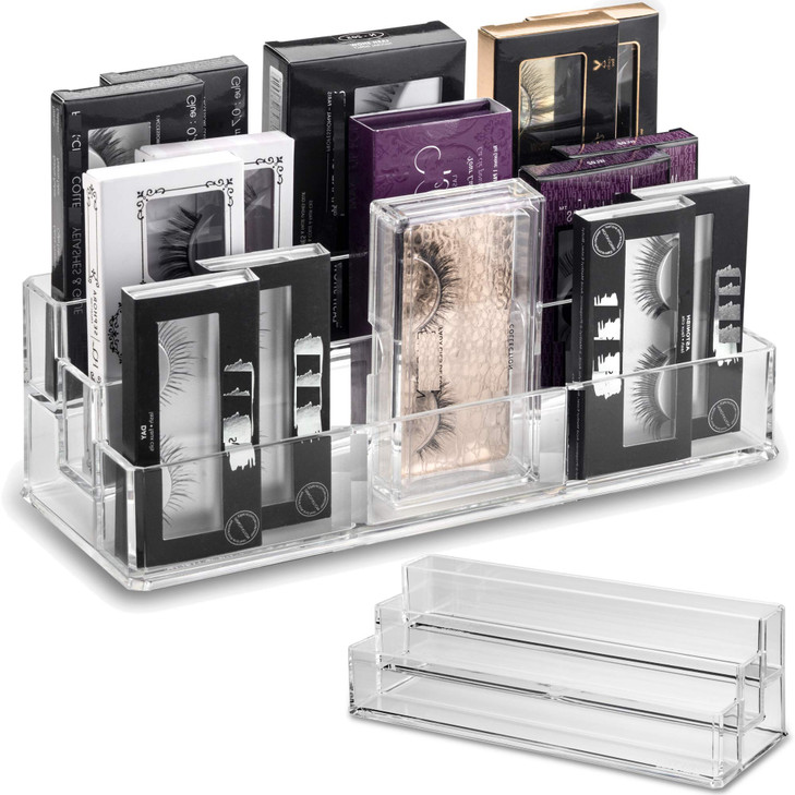 byAlegory Tiered Acrylic Eyelash Makeup Organizer 3 Tiers CLEAR