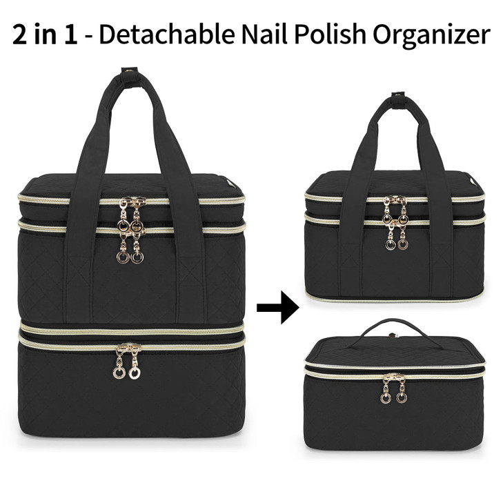 Yarwo Nail Polish Organizer Case Holds 72 Bottles 15ml05 floz Detachable 3 Layers Nail Polish Storage Bag with Removable