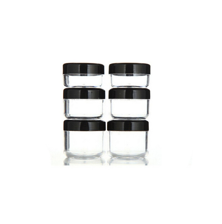 yueton 6Pcs Empty Clear Boday Black Top Lid Plastic Sample Containers 101520Gram Size Cosmetic Containers Pot Jars Eysha