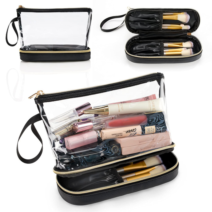 Ethereal Travel Makeup Bag Clear Cosmetic Bag Make Up Organizer TSA Approved Toiletry Bag Waterproof Pouch for Women Pur