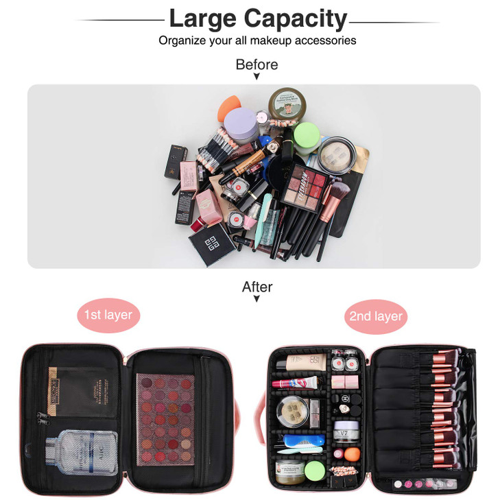Relavel Makeup Bag Travel Makeup Train Case 138 inches Large Cosmetic Case Professional Portable Makeup Brush Holder Org