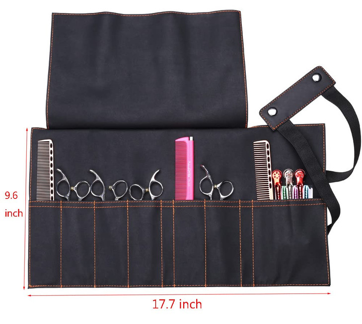 PERFEHAIR Hair Stylist Scissor Holder Pouch Cases for Hairdressers Salon Tools Holster Bag Soft Fabric RollUp Organiser
