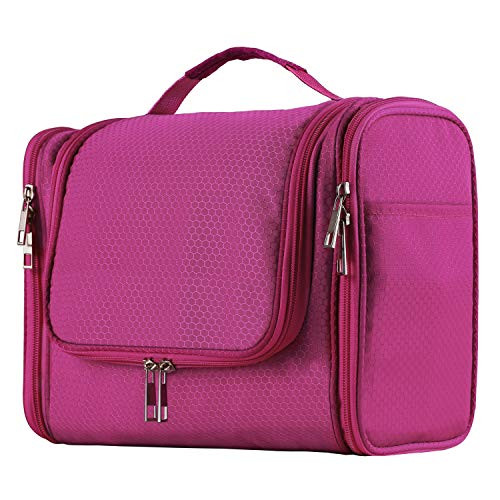 Buruis Large Capacity Waterproof Toiletry Bag for Women Hanging Toiletry Organizer 11x 62x 88 Fushcia