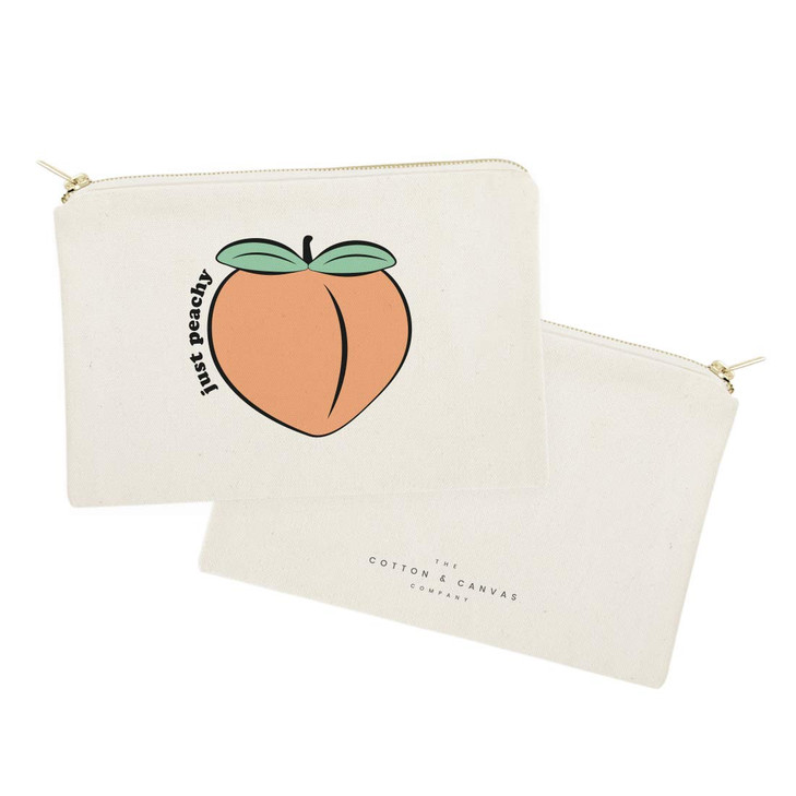 The Cotton Canvas Co Just Peachy Summer Beach Cosmetic Bag and Travel Make Up Pouch