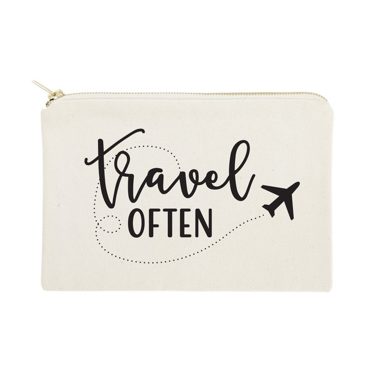 The Cotton Canvas Co Travel Often Cosmetic Bag and Travel Make Up Pouch