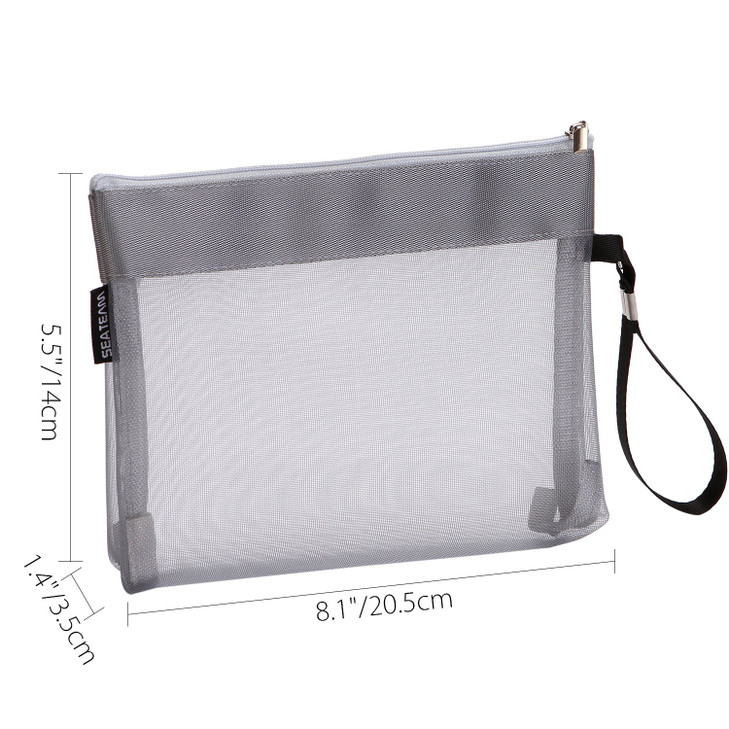 Sea Team 6pcs Multicolored Portable Travel Toiletry Pouch Nylon Mesh Cosmetic Makeup Organizer Bag with Zipper STCB0616
