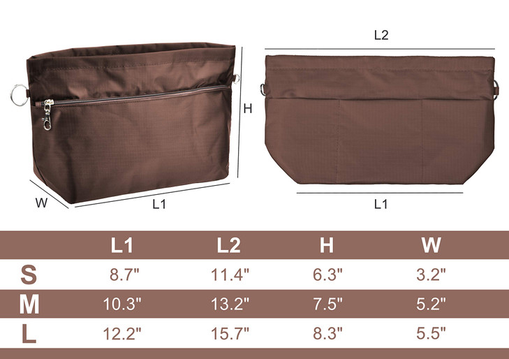 Vercord Purse Organizer Insert Bag Tote Handbags Pocketbook Inserts Organizers Zipper 11 Pockets Coffee Small