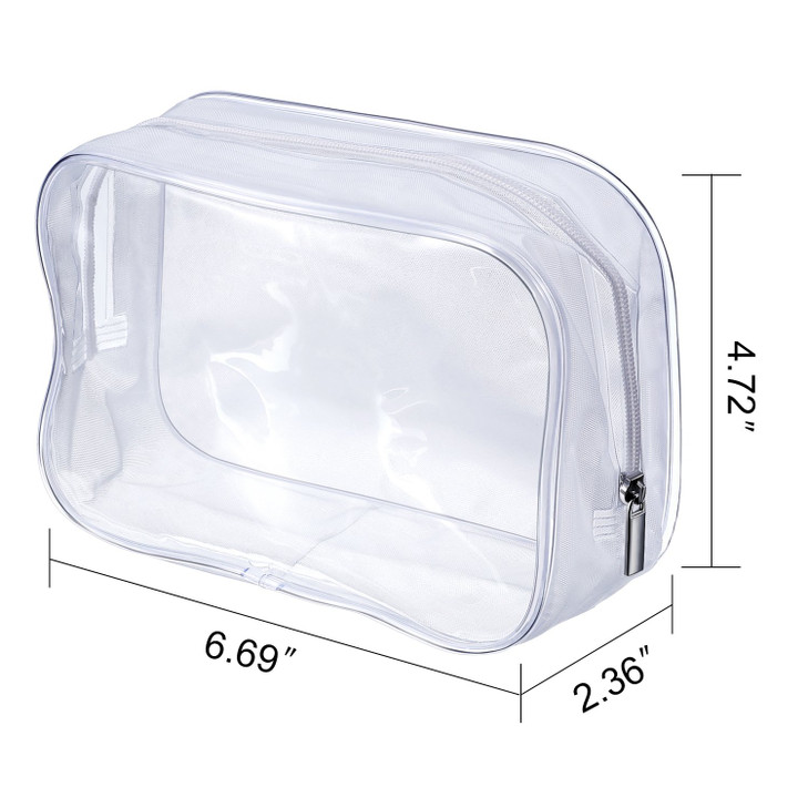 Pangda 5 Pack Clear PVC Zippered Toiletry Carry Pouch Portable Cosmetic Makeup Bag for Vacation Bathroom and Organizing