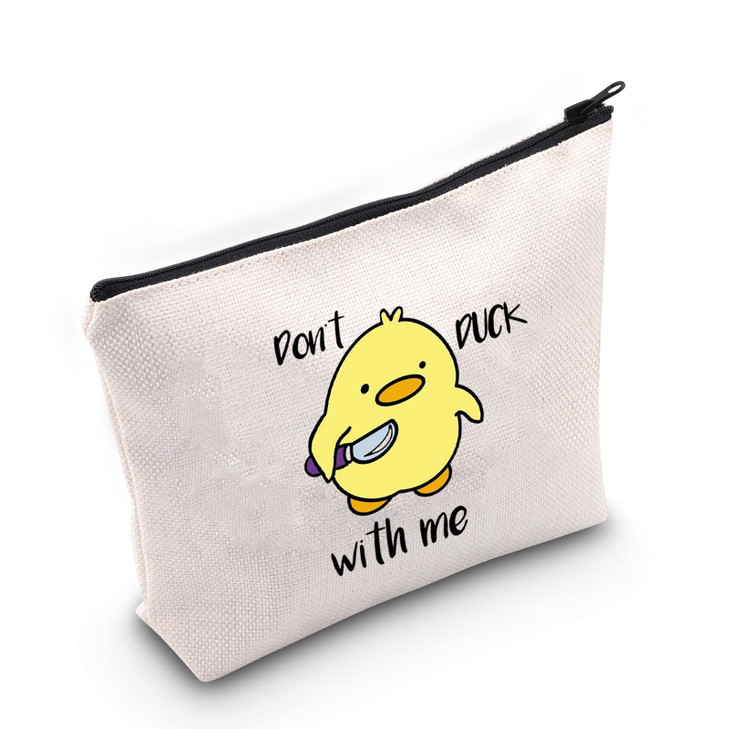 G2TUP Duck Lover Gift Dont Duck With Me Yellow Duck Makeup Bag Duck Owner Cosmetic Bag Ducks Mom Gift Animal Lover Gift