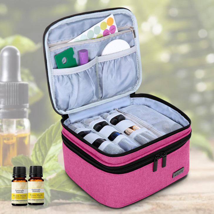 LUXJA Essential Oil Carrying Case Holds 30 Bottles 5ml30ml Also Fits for Roller Bottles DoubleLayer Organizer for Essent